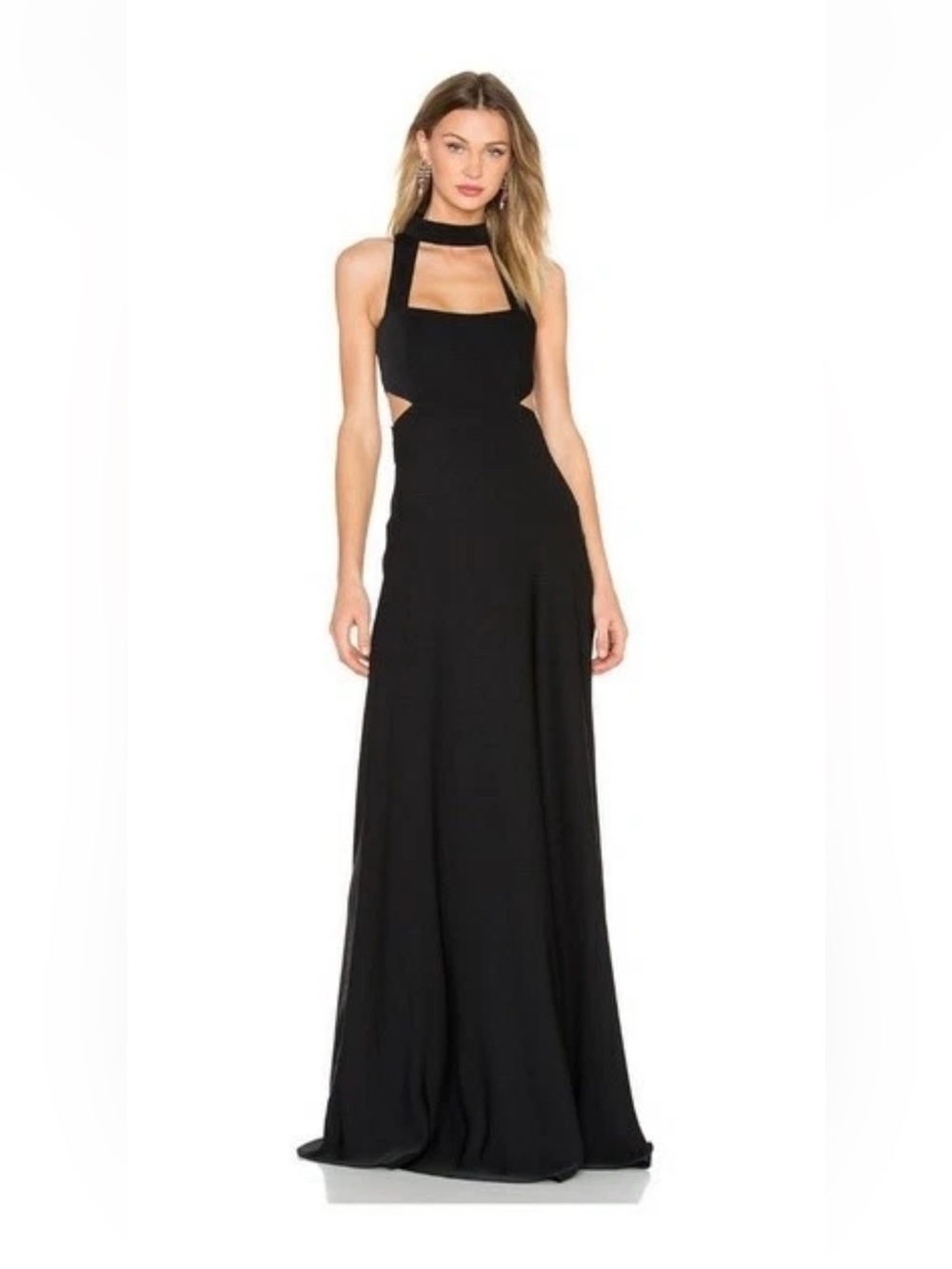 Jill Stuart Womens Cut Out Sleeveless A-Line Gown Dress Black